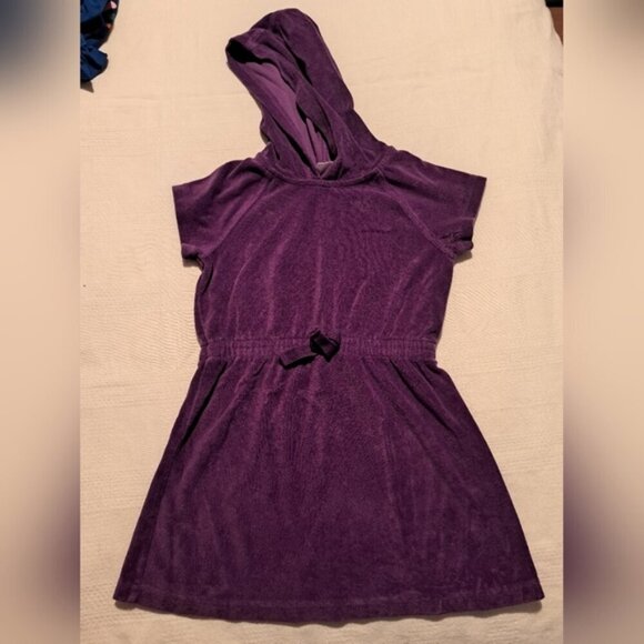 Hanna Andersson girls size 5 purple hooded towelling swim cover up VGUC - Picture 1 of 4